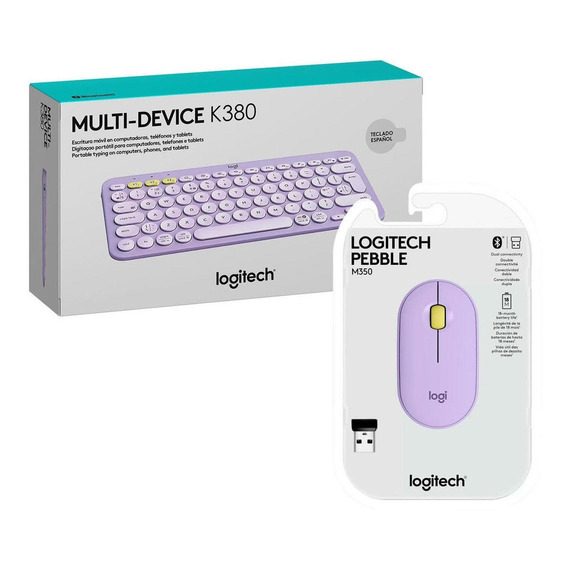 Teclado Logitech K380 Lavender + Mouse Pebble M350 Lavender