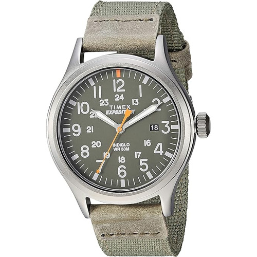 Timex Men's Expedition Scout 40mm Watch Color de la correa Verde Color del bisel Plateado Color del fondo Verde