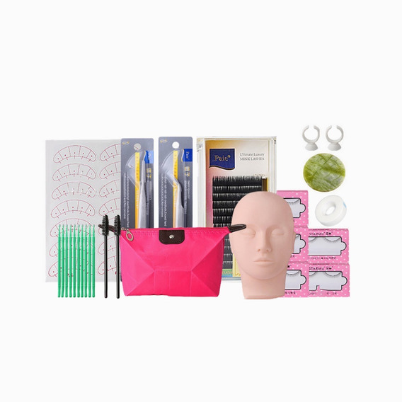 Kit De Extensión De Pestañas Con Cabeza De Maniquí 12 Piezas