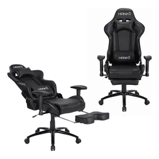 Silla De Oficina Gamer Apoya Pies Hanko Modo Descanso Color Negro