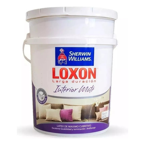 Loxon Latex Interior Larga Duracion X 10 Lt Sherwin -  Acabado Mate Color Blanco