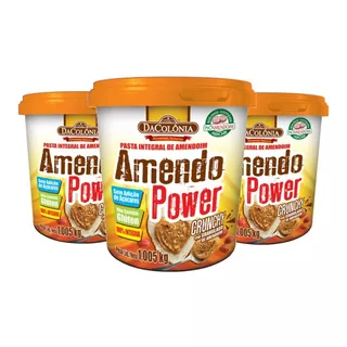 3 Potes De Pasta De Amendoim Amendo Power Crunchy 1kg
