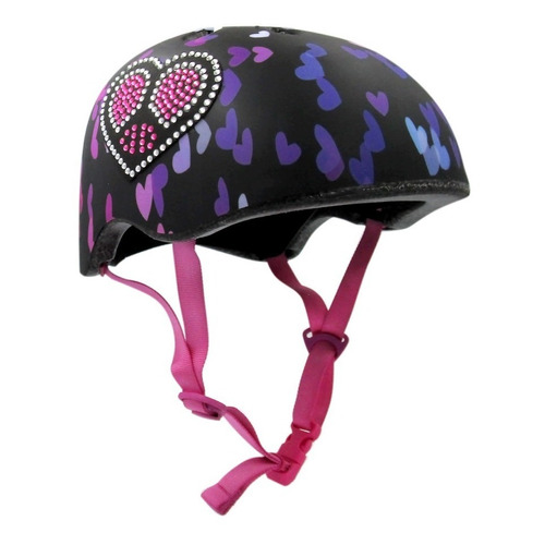 Casco Bicicleta Bokeh Bling Corazones Negro Niña C-preme Talla M