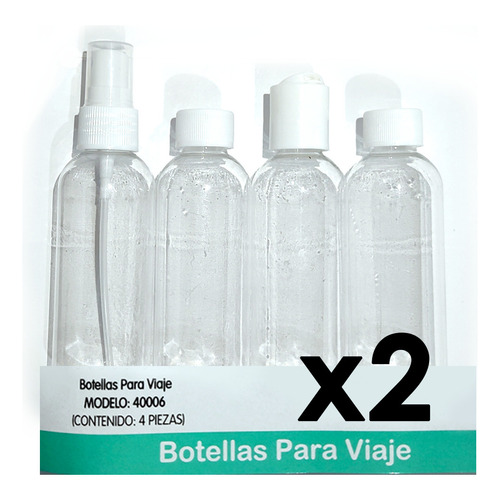 Kit Botellas De Plastico Para Viaje Dispensador Taparrosca