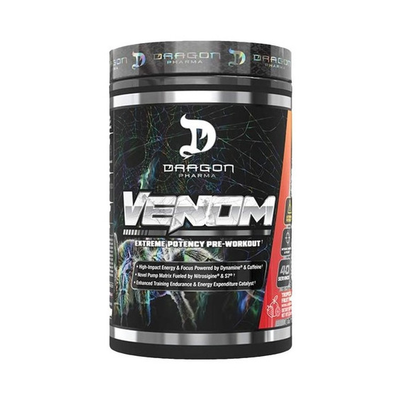 Pre Entreno Dragon Pharma Venom 40 Servs Extrema Potencia Sabor Tropical Fruit Punch