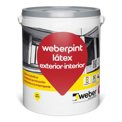 Pintura Látex Exterior Interior Weber Weberpint 4 Lts Acabado Mate Aterciopelada Color Blanco