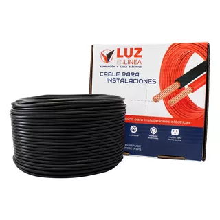 Cable Electrico Calibre 12 Thw Cca Negro Marca Luz En Linea Caja Con 100m
