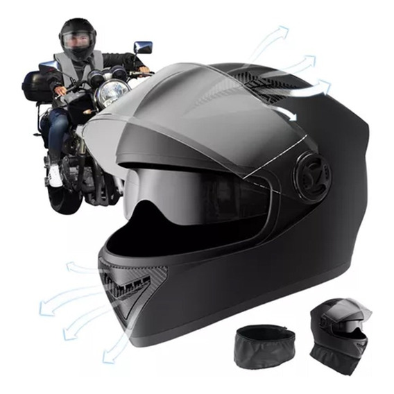 Casco De Motocicleta Con Doble Espejo, Casco Abatible