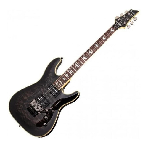 Guitarra eléctrica Schecter Omen Extreme-FR de caoba see-thru black brillante con diapasón de palo de rosa