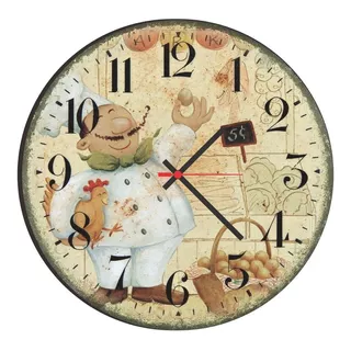 Relógio De Parede Decorativo Cheff De Cozinha 35cm