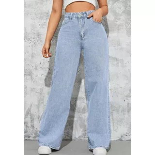 Wide Leg Jeans Elastizado, Mujer Todos Los Talles 