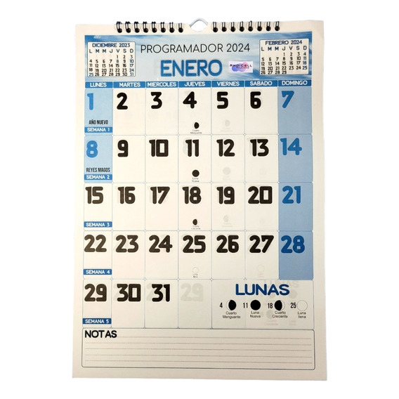 Calendario Programador 2024 Vertical 34x24 Cm