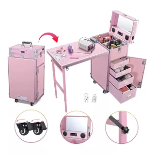 Mesa Para Manicure Portátil Rosa