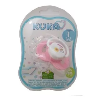 Chupeta Kuka Plus Rosa Decorada Silicone Tamanho 1