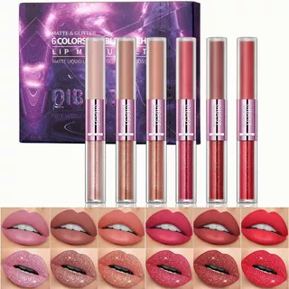 Labial 12 Color Mate Lápiz Líquido Brillo Lápiz Labial Set