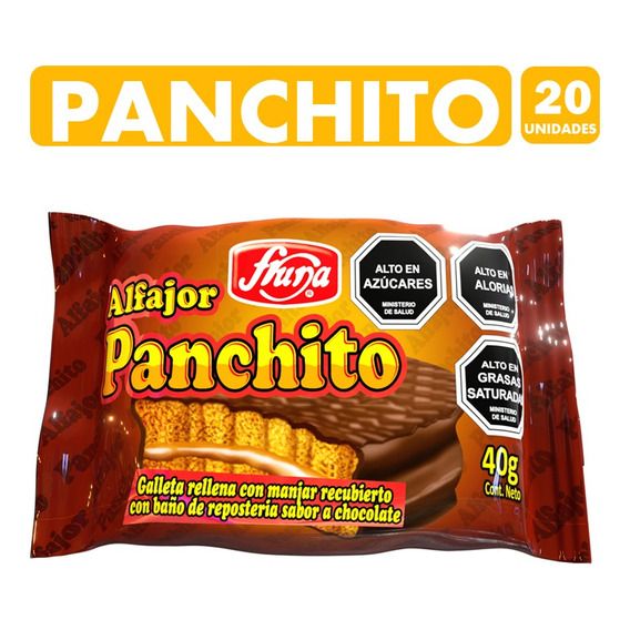 Caja De Alfajores Panchito, De Fruna - Caja Con 20 Unidades