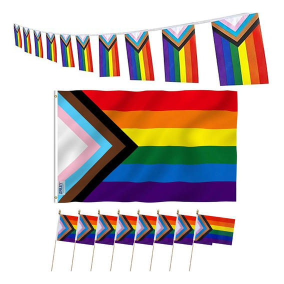 12pzs Bandera Progresista Lgbt + Progress Pride Gay Arcoíris