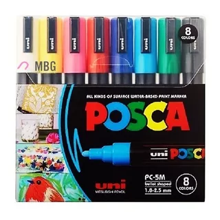 Marcadores Uni Posca Marcador Pc-5m Por 8 Colores