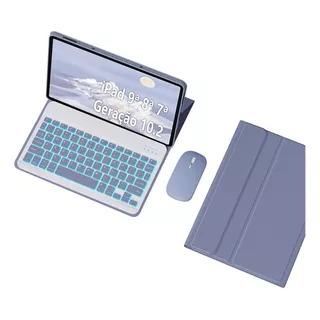 Teclado Retroiluminado + Mouse + Capa Para iPad 9/8/7 Geraçõ