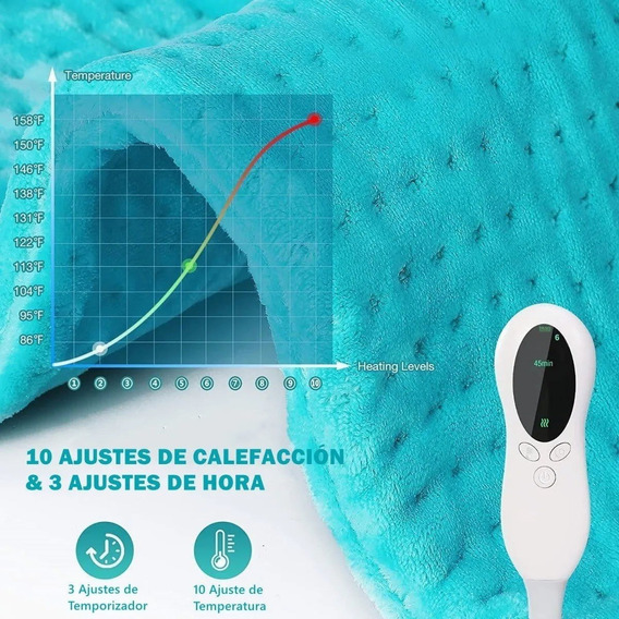 Almohadillas Térmicas Eléctrica Cojín Temperatura 10 Nivele