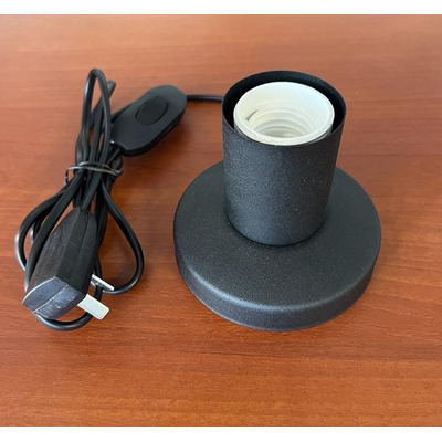 Velador De Mesa Minimalista Negro Apto Led E27 Deco 
