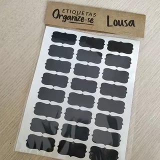 48 Etiquetas Adesivas Lousa 4x2cm Temperos Potes - Preto