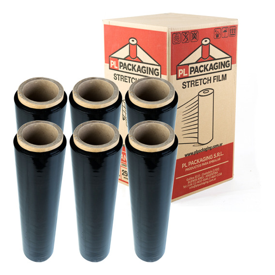 Film Stretch Negro 50 Cm X 6 Rollos - Oscuro - Reforzado