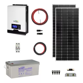Kit Solar Inversor Cargador 1kw 1,6kwh Día Mppt 2x190w