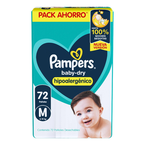 Pañales Pampers Baby-dry M paquete de 72 unidades