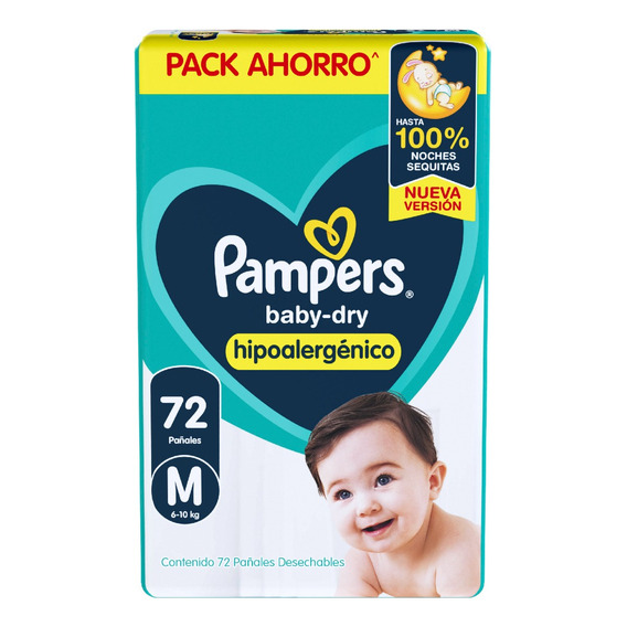 Pañales Pampers Baby-dry M paquete de 72 unidades