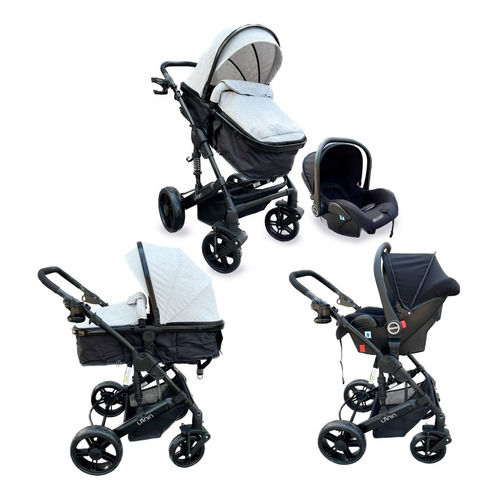 Coche Mega Baby Bebe Convertible Tres En Uno Con Huevito Color Gris Color del chasis Plateado