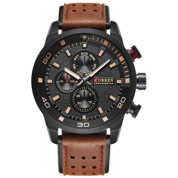 Reloj Doble Malla Cuero Hombre Curren Oferta 30%off