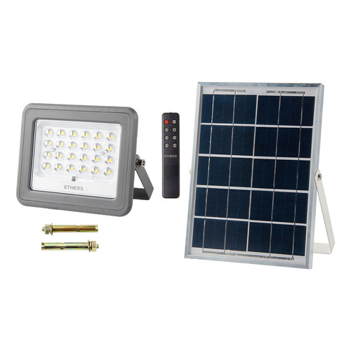 Reflector Solar Exterior 60w Día Control Remoto Jardín Patio Carcasa Negro Luz Blanco Frío