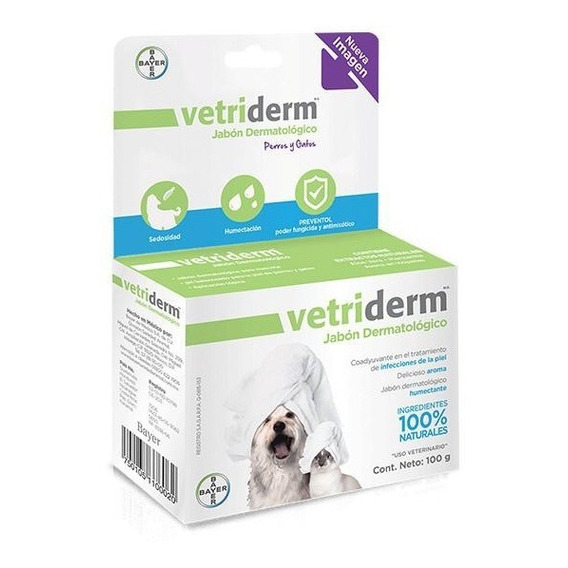 Vetriderm 100 Gr Jabón Dermatológico Extractos 100% Natural