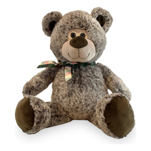 Peluche Oso Con Moño 30 Cm Color Marrón