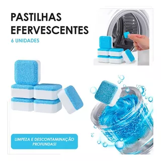 Tablete Pastilha Efervescente Limpar Lavadora Roupa Com 06