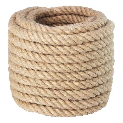 Cuerda de yute trenzado Manila (3/4 pulgadas x 100 pies), cuerda de cáñamo  gruesa natural para manualidades, barandillas, hamaca, decoración