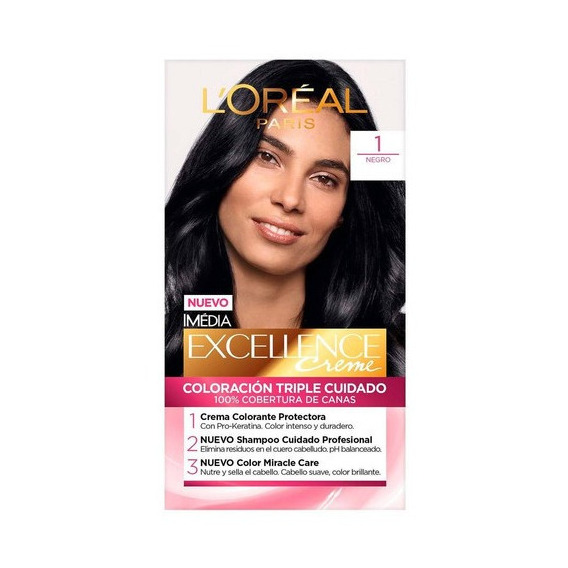 Kit Tinta L'Oréal Paris  Excellence Tintura L'Oréal Excellence Creme tono 1 negro para cabello