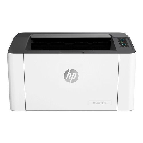 Impresora  simple función HP Laser 107w con wifi gris y blanca 127V 4ZB78A