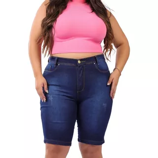 Short Jeans Feminino Plus Size Ciclista Lycra Kit Com 3