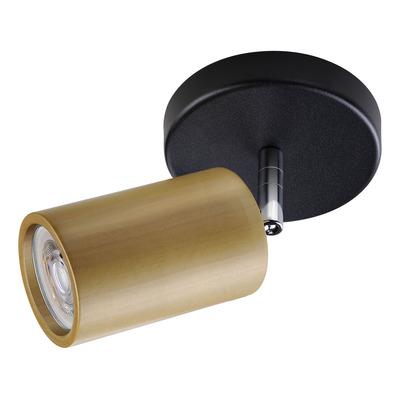Aplique 1 Luz Bois Madera Apto Led Gu10 Cabezal Movil  Negro/madera