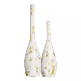 Vasos Decorativos Garrafa Tulipa Branco E Dourado Imperatriz