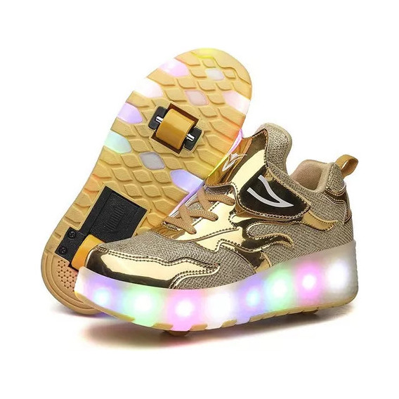 Zapatillas De Movimiento Para Niños Rosas Con Ruedas Y Luces