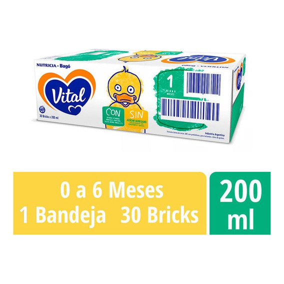 Leche de fórmula líquida sin TACC Nutricia Bagó Vital 1 en brick de 30 de 200mL - 0  a 6 meses