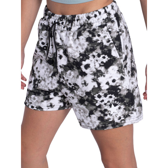 Short Converse Flower Batick Textil Mujer Moda Negro