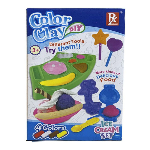 Juego De Masas Color Clay Set De Helados Paleta Full