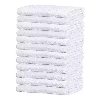 Pack X12 Toallas Blanco Hotelera  100% Algodón 40x75 Oferta