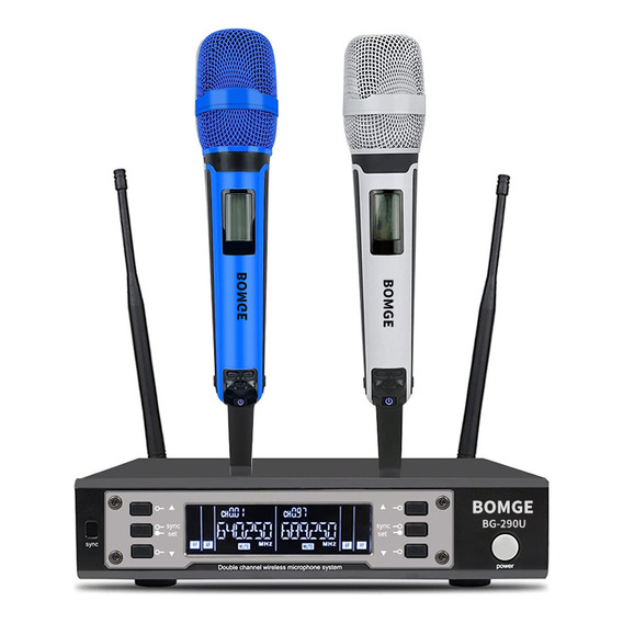 Micrófonos BOMGE 135G4 Karaoke Omnidireccional color azul/blanco