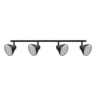 Riel 1 Metro 4 Spot Conico Apto Led Ar111 Calidad Luz Desing Negro