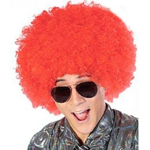 Peluca Super Afro Cotillon Carioca Cumple Boda 15 Hippie Color Rojo